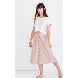 Madewell Patio Button-Front Midi Skirt